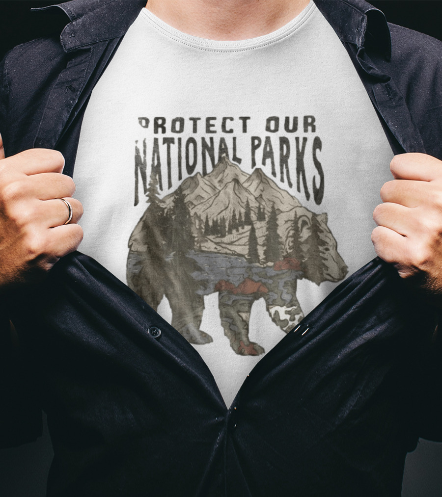 Protect Our National Parks Bear Forest Mountain Scene T-Shirt
