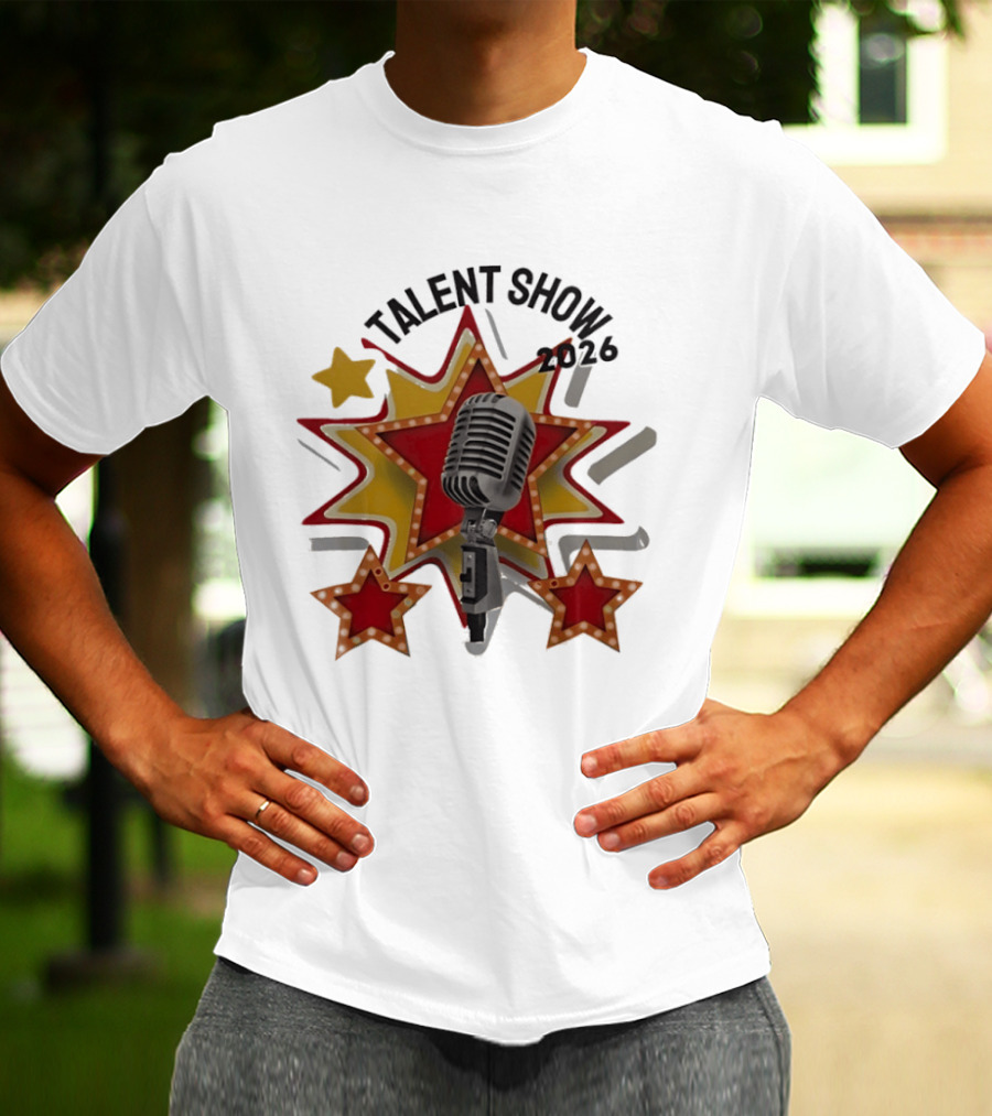 Talent Show 2026 Star Performer Mic And Stars T-Shirt