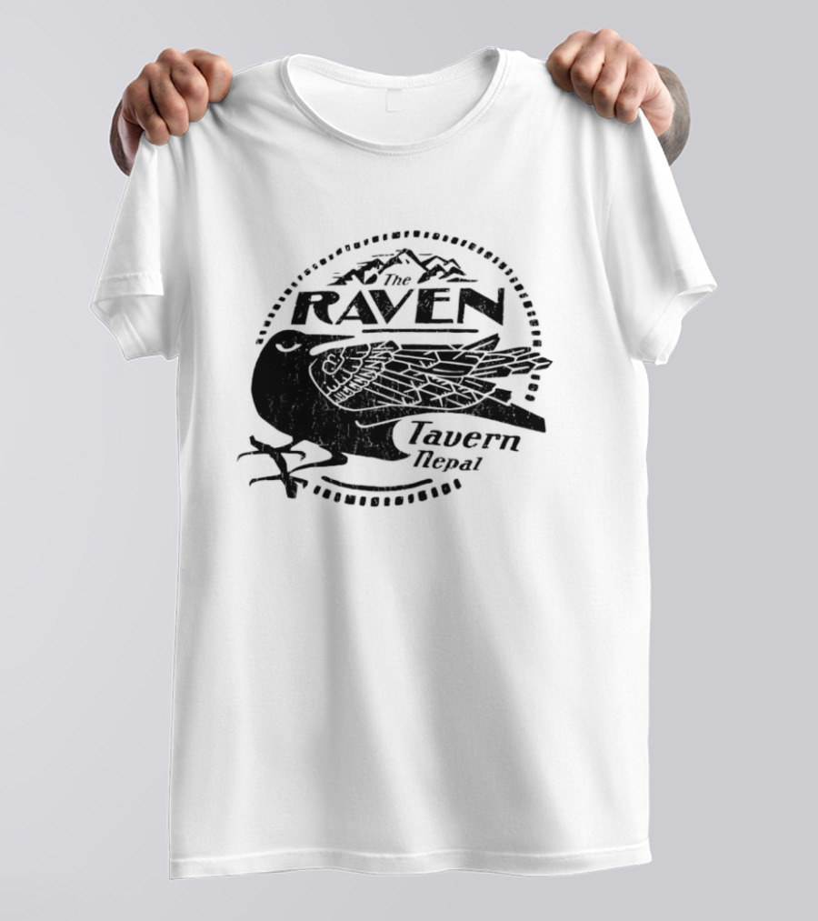 Raven Tavern Nepal Bird With Mountains T-Shirt