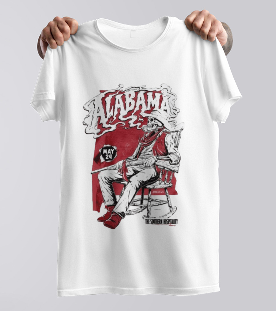 Alabama May 24 The Southern Hospitality Skeleton Cowboy T-Shirt
