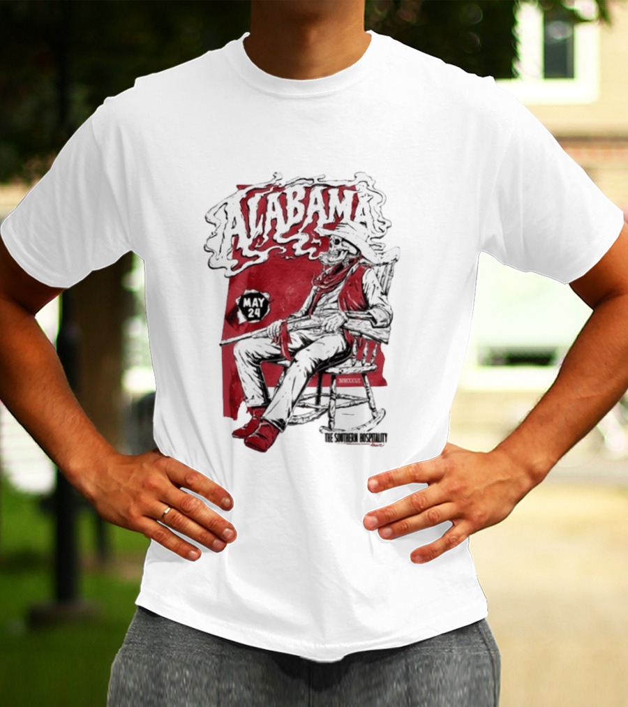 Alabama May 24 The Southern Hospitality Skeleton Cowboy T-Shirt