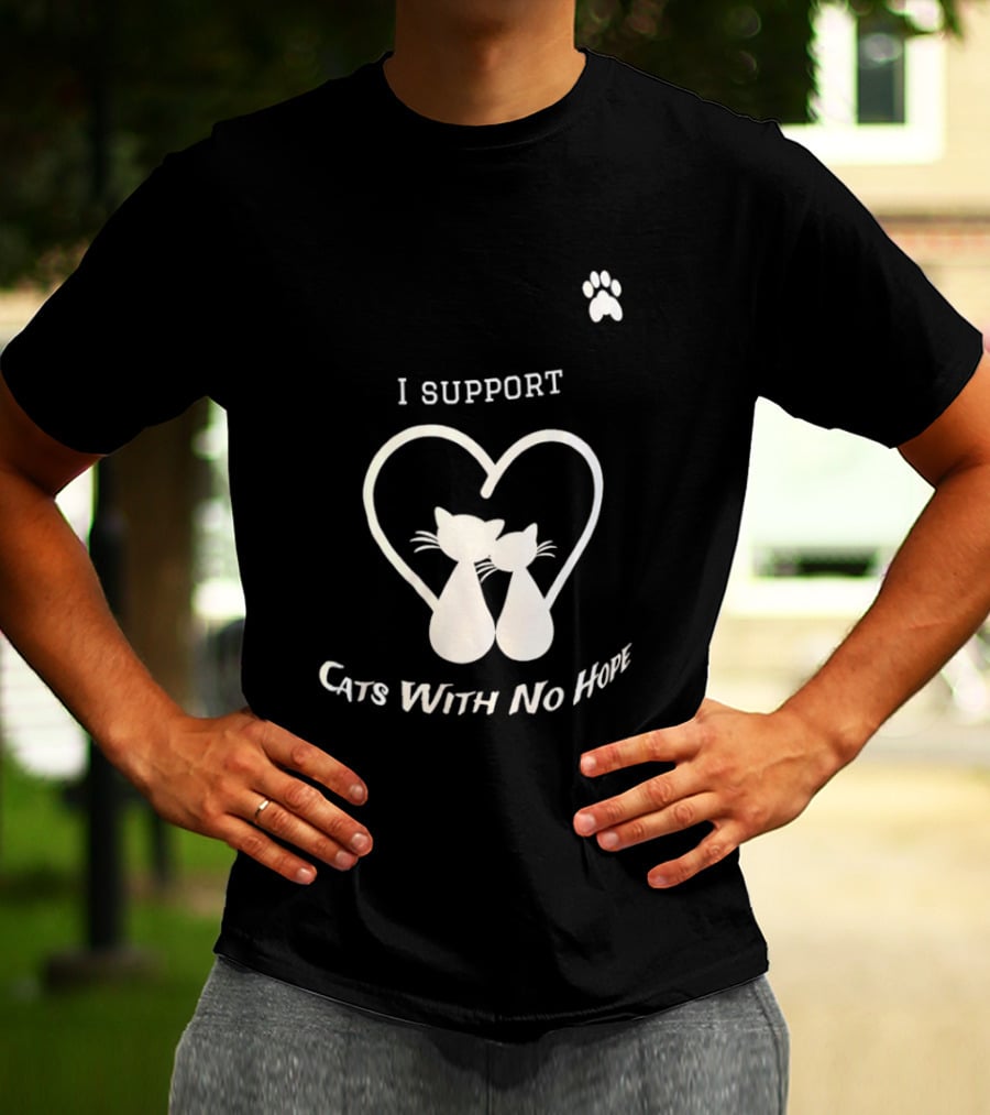 I Support Cats With No Home Heart Paw Feline Welfare Rescue Mission T-Shirt