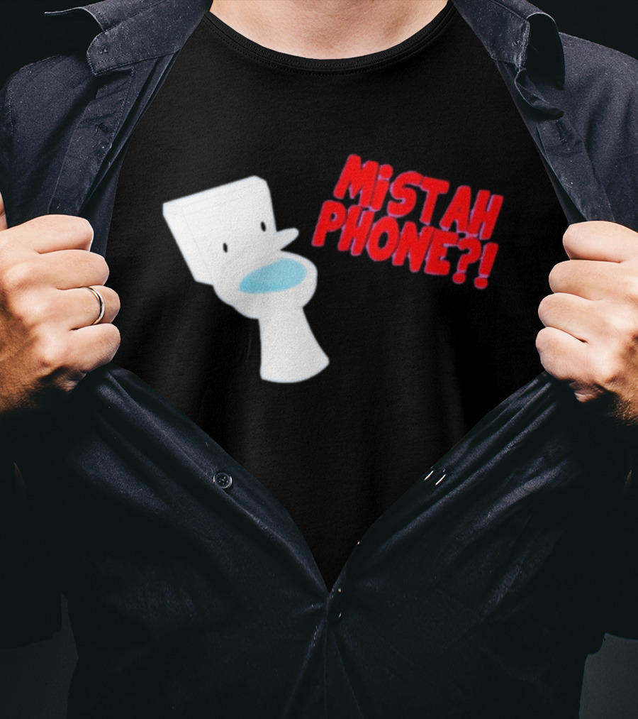 Mistah Phone Toilet Pun Illustration Humor T-Shirt