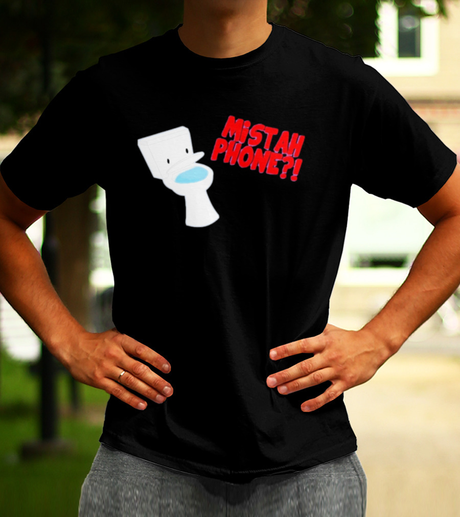 Mistah Phone Toilet Pun Illustration Humor T-Shirt