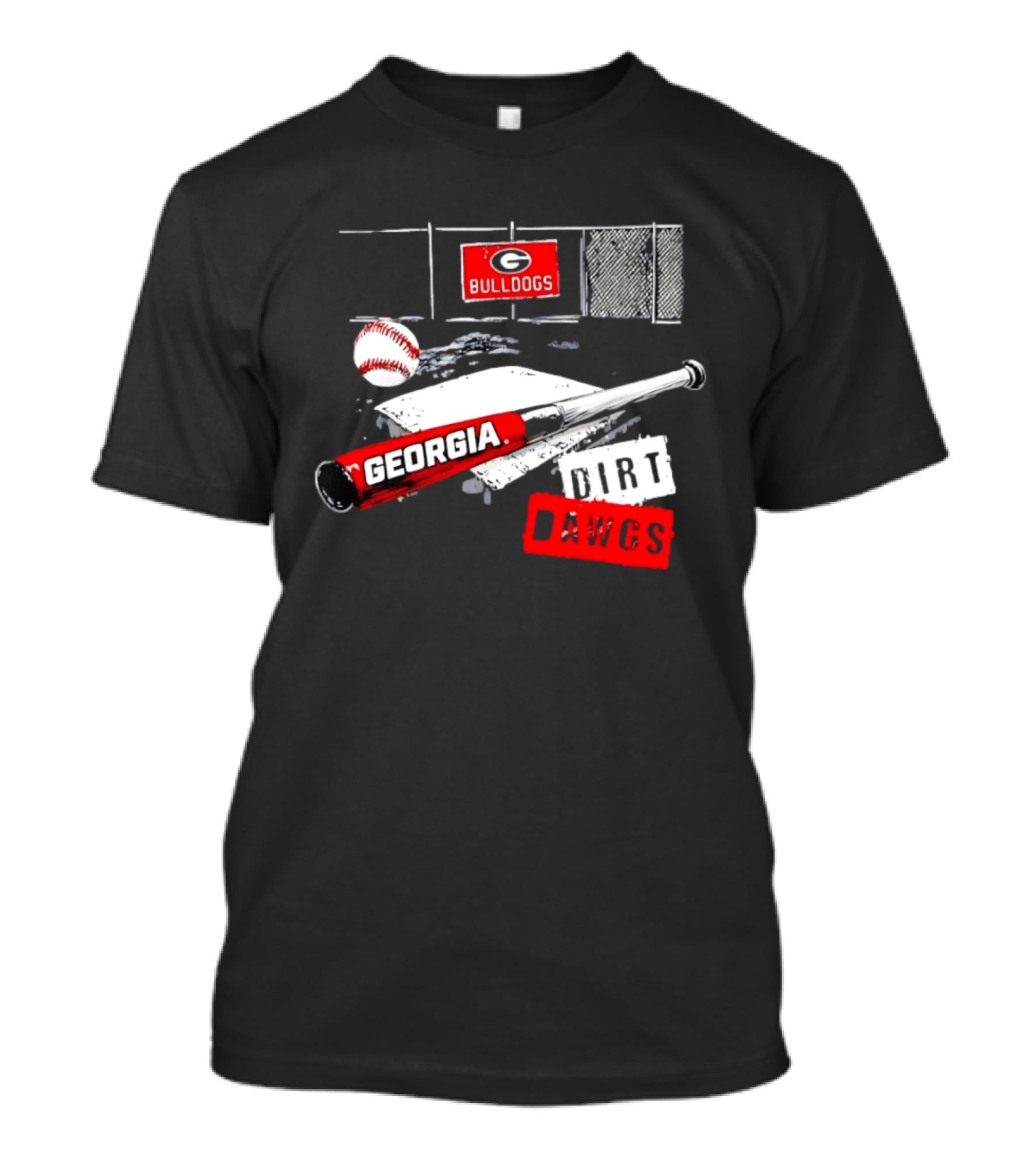 Georgia Bulldogs Baseball Dirt Dawgs Field Bat And Ball T-Shirt