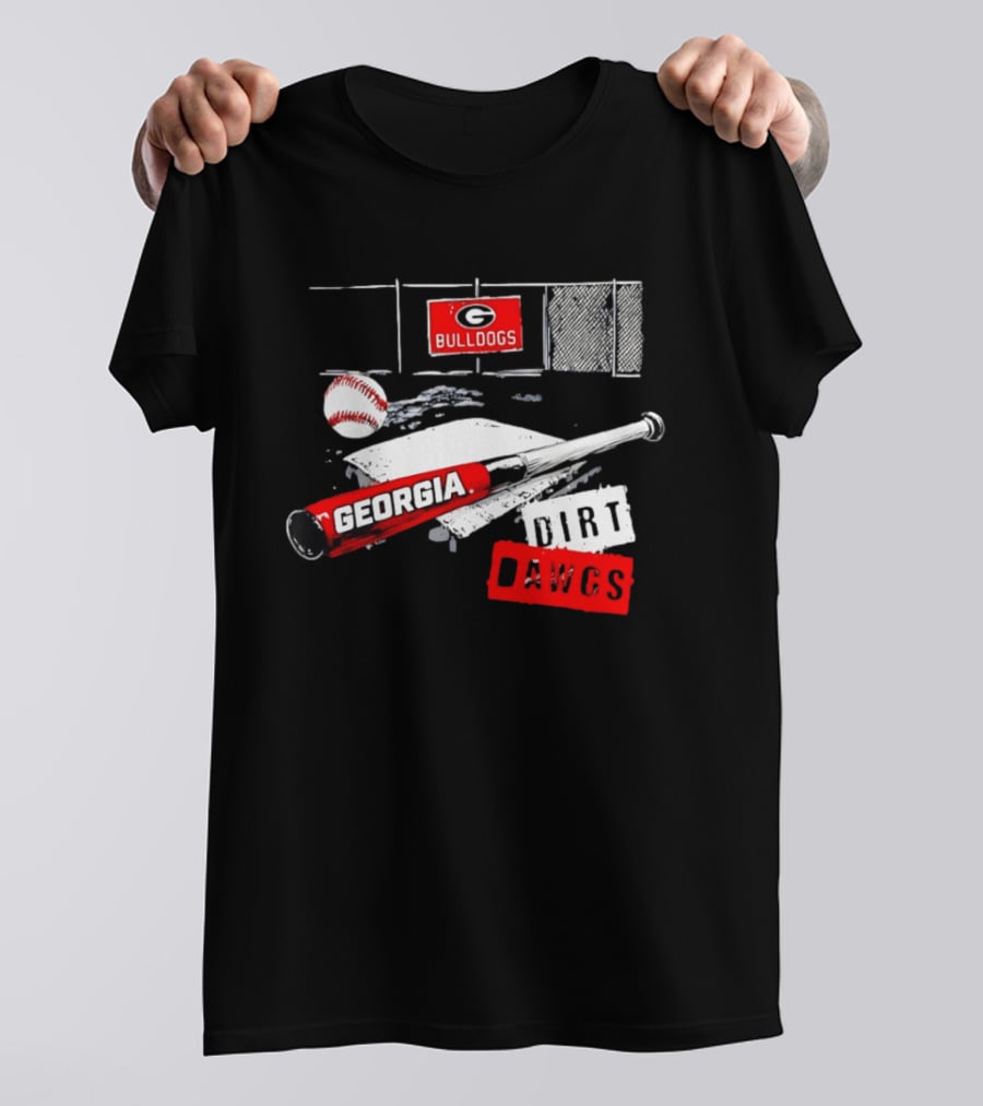 Georgia Bulldogs Baseball Dirt Dawgs Field Bat And Ball T-Shirt