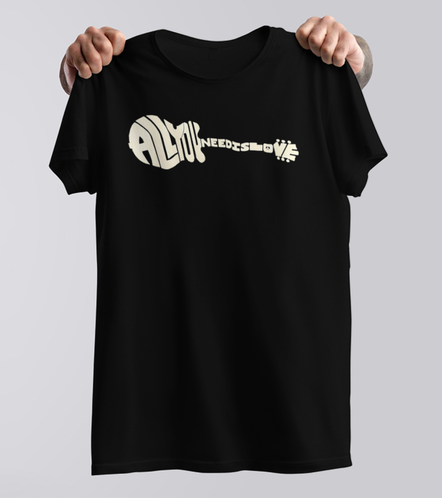 All You Need Is Love Peace And Music Guitar T-Shirt