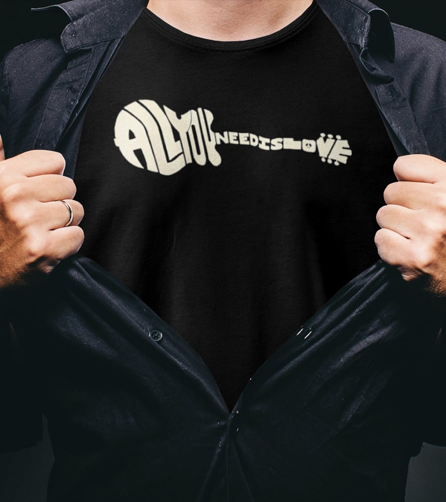 All You Need Is Love Peace And Music Guitar T-Shirt