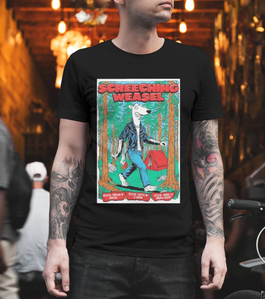 Screeching Weasel Punk Rocker Forest Weasel Tour Portland Seattle Denver T-Shirt