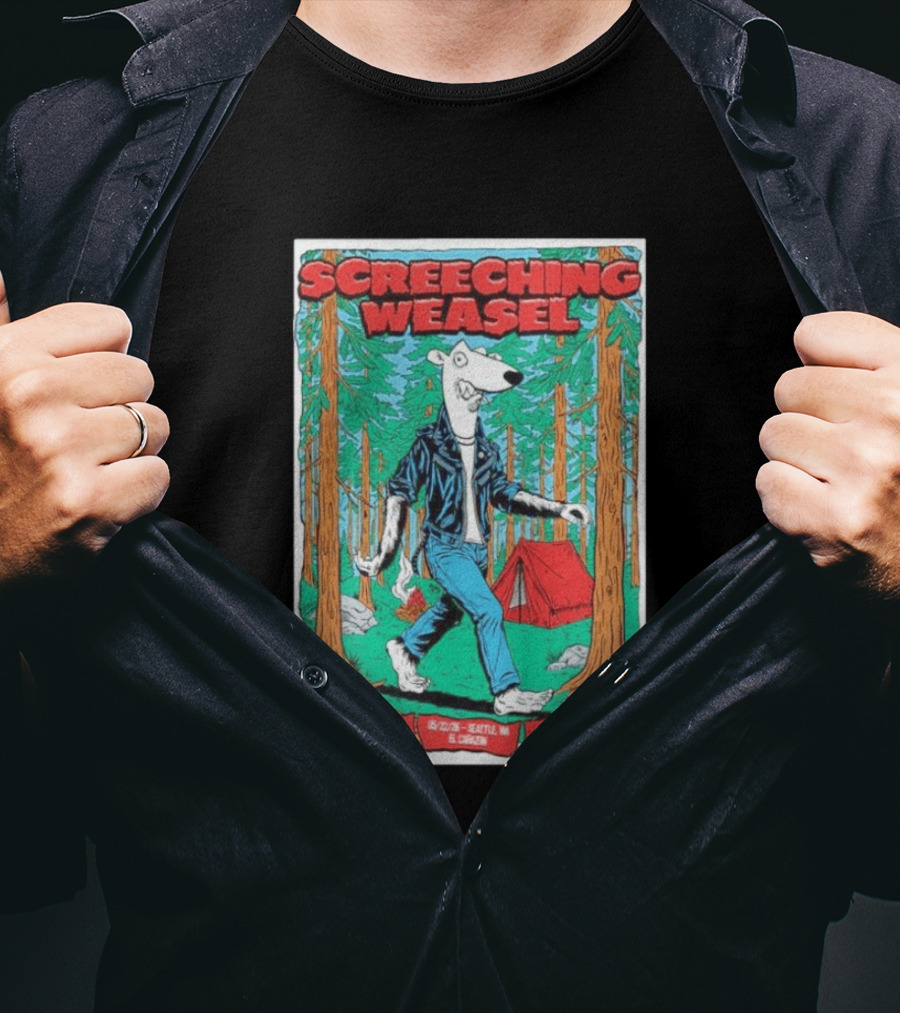 Screeching Weasel Punk Rocker Forest Weasel Tour Portland Seattle Denver T-Shirt