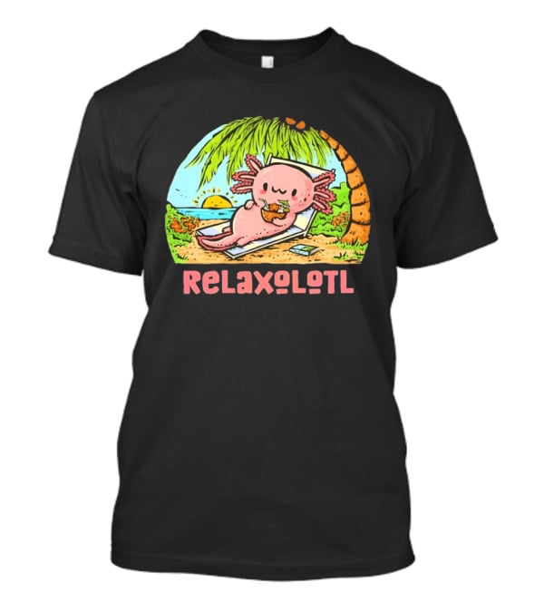 Relaxolotl Beach Vacation Vibes With Axolotl And Palm Trees T-Shirt