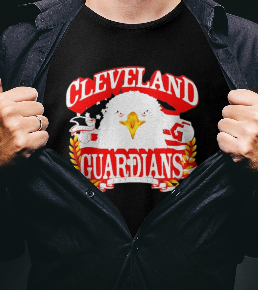 Cleveland Guardians Bald Eagle American Flag Baseball Est 1901 T-Shirt