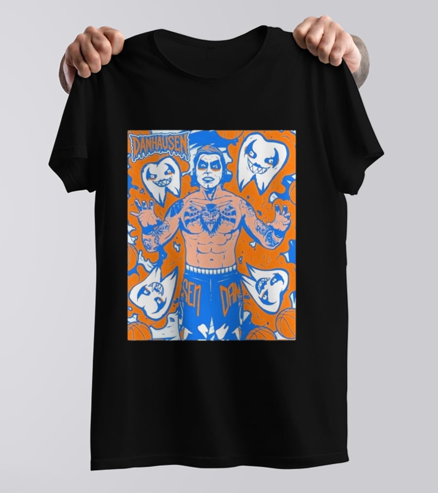 New York Knicks Danhausen Collaboration Uncursed Cartoon T-Shirt