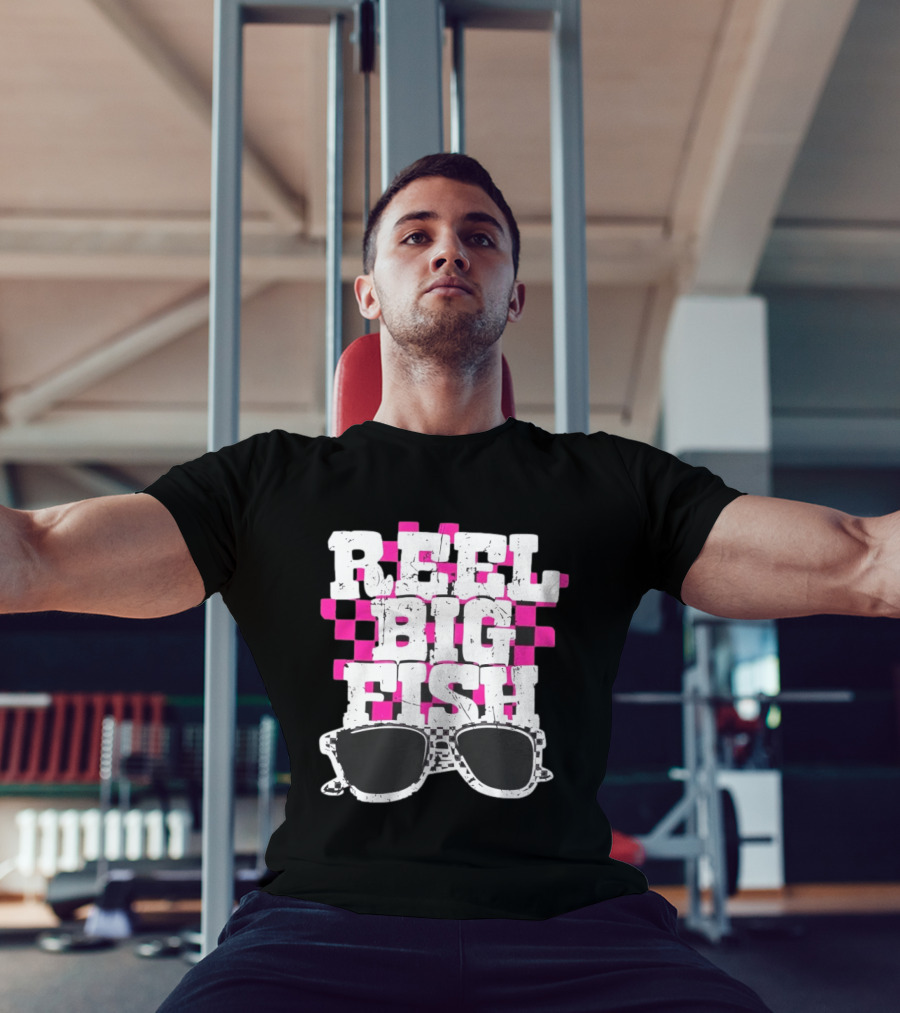 Reel Big Fish Checkered Sunglasses Pink Checkerboard T-Shirt