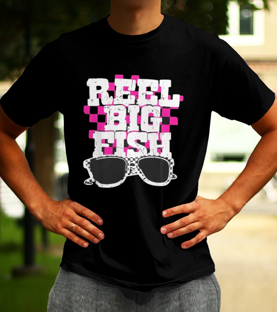 Reel Big Fish Checkered Sunglasses Pink Checkerboard T-Shirt