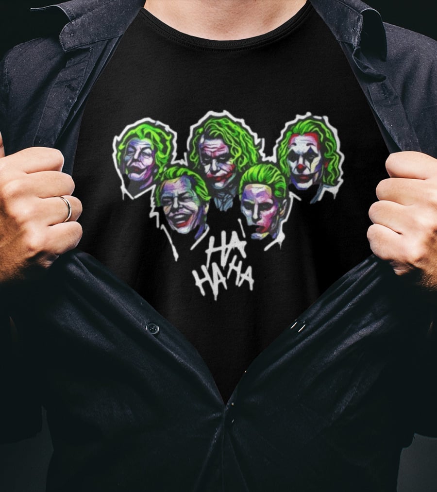 Joker Faces Ha Ha Ha Movie Villain Clown Interpretations T-Shirt