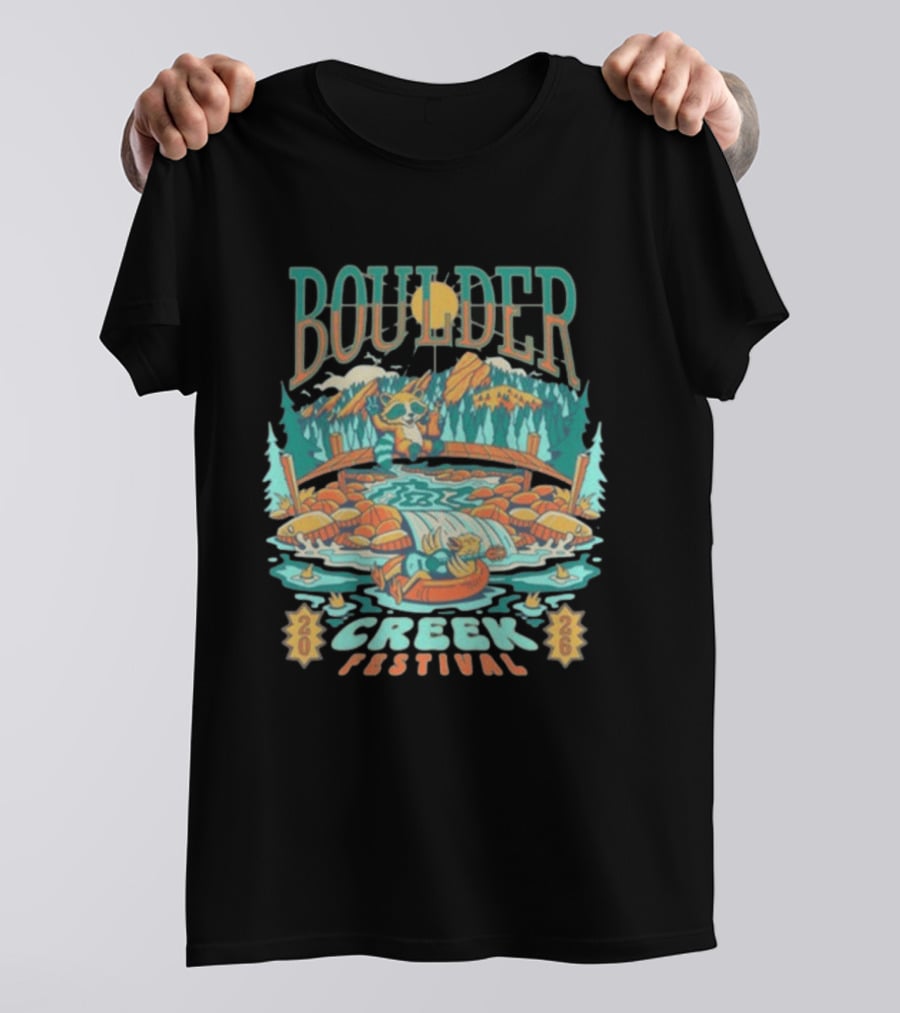 Boulder Creek Festival 2026 Mountain Adventure With Bear And Canoe T-Shirt