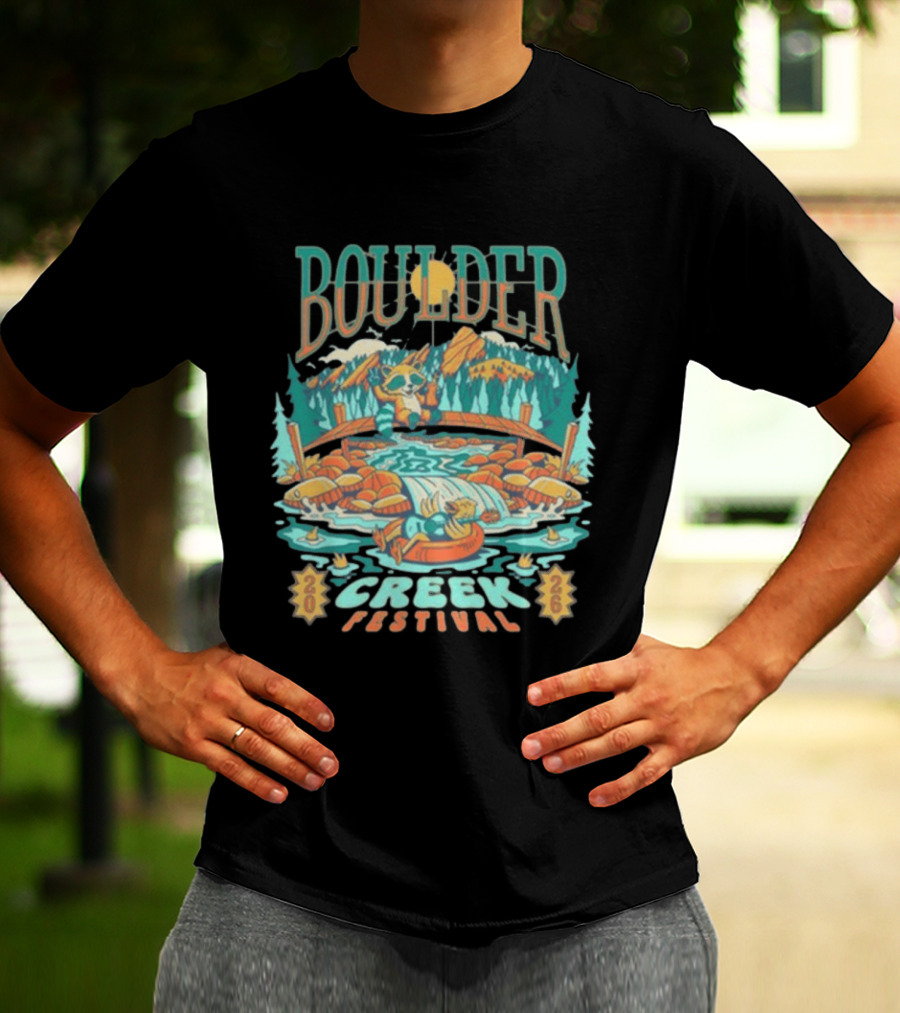 Boulder Creek Festival 2026 Mountain Adventure With Bear And Canoe T-Shirt