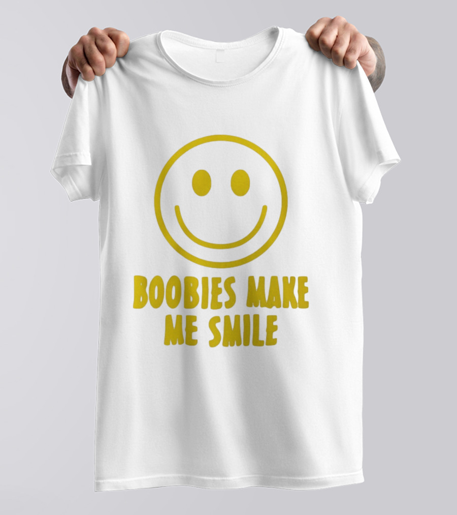 Boobies Make Me Smile Yellow Smiley Face T-Shirt