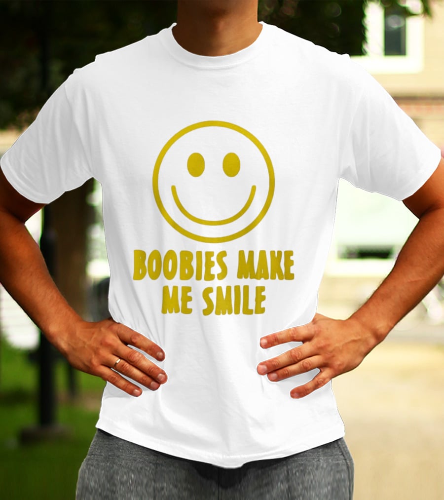 Boobies Make Me Smile Yellow Smiley Face T-Shirt
