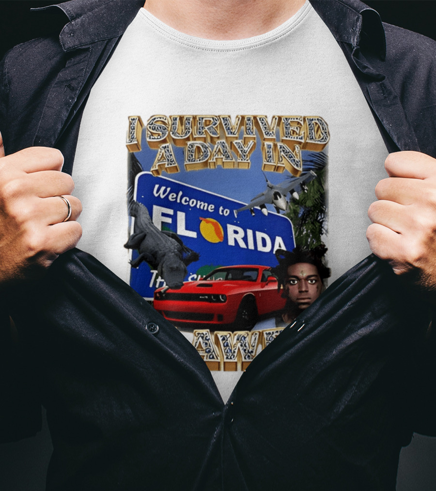 I Survived A Day In Flawda Welcome To Florida Dodge Jet Manatee Adventure T-Shirt