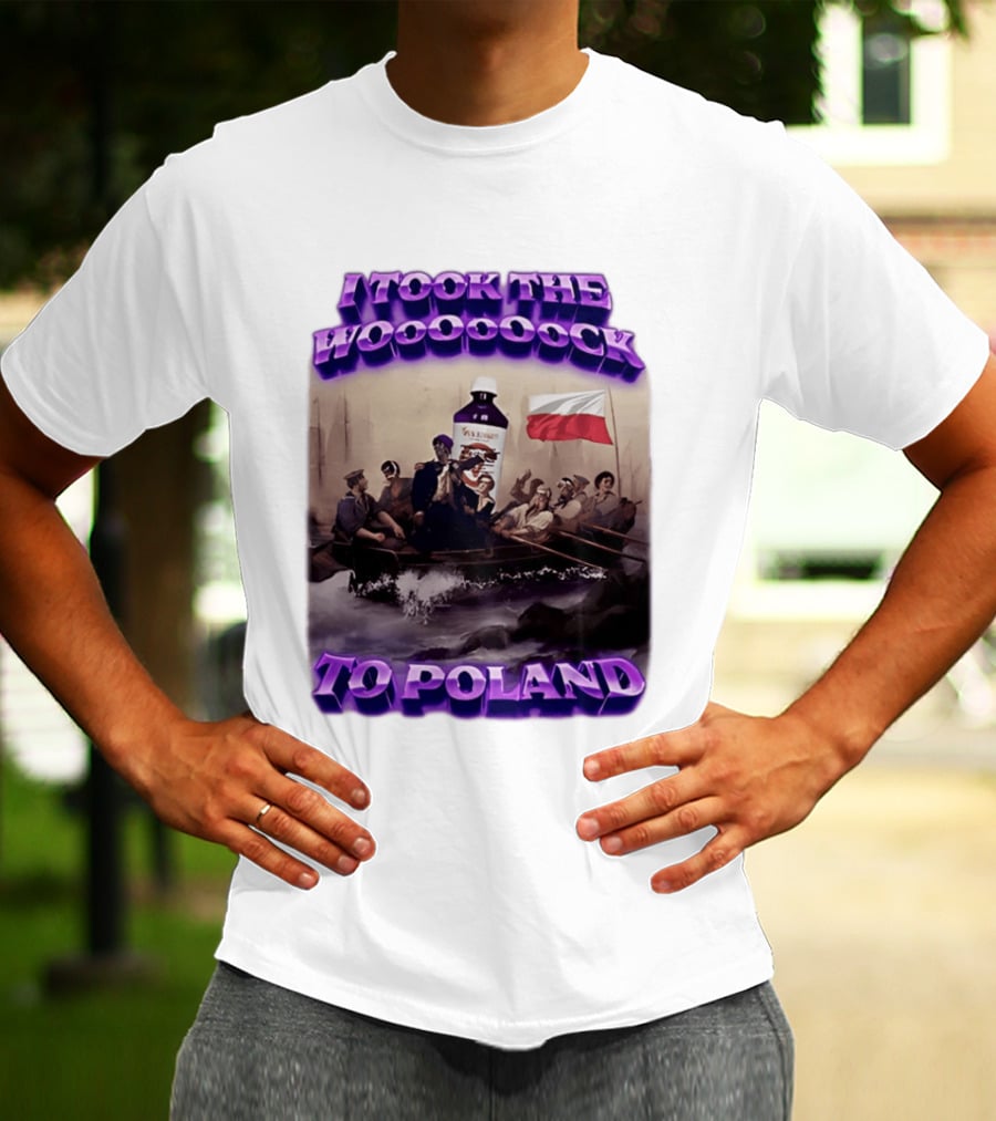 I Took The Wock To Poland Bold Letters Polish Flag Boat Scene T-Shirt