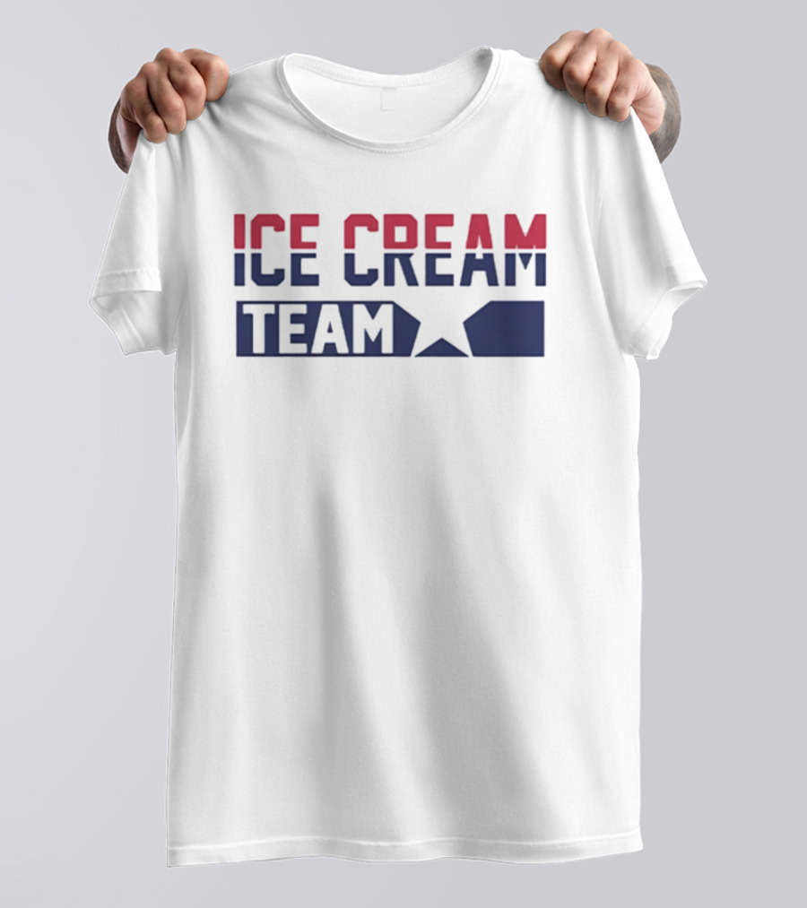 ICE CREAM TEAM Text With Red And Blue Block Lettering T-Shirt