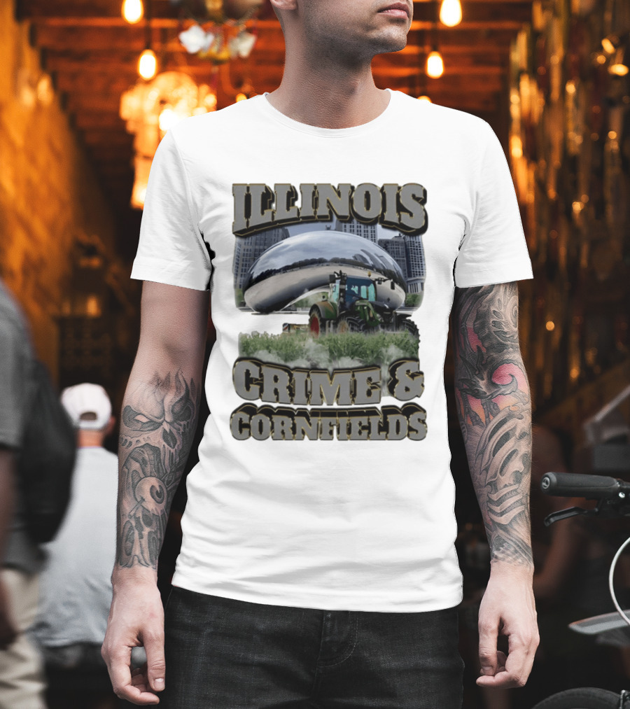 Illinois Crime & Cornfields Cloud Gate Tractor Scenery T-Shirt