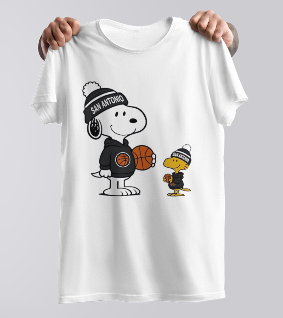Snoopy And Woodstock Basketball Fans San Antonio Beanies T-Shirt