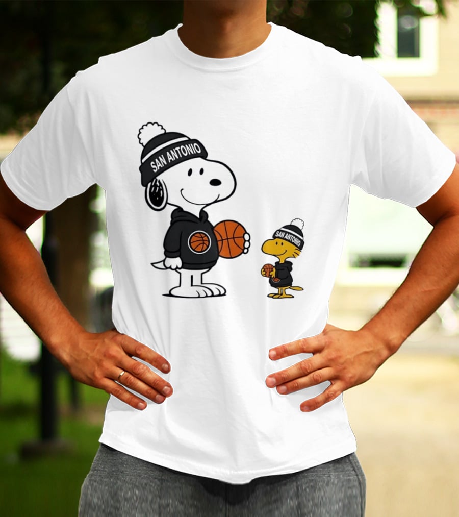 Snoopy And Woodstock Basketball Fans San Antonio Beanies T-Shirt