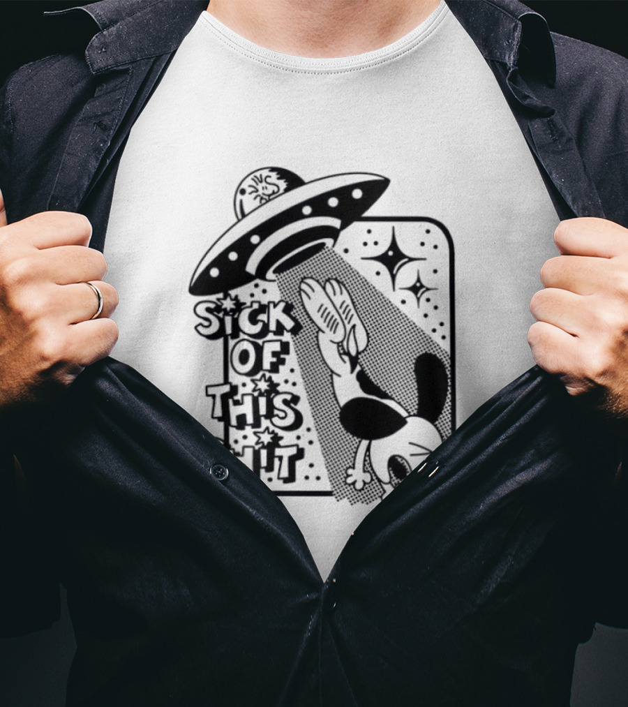 Snoopy Gets Abducted Sick Of This Shit UFO T-Shirt