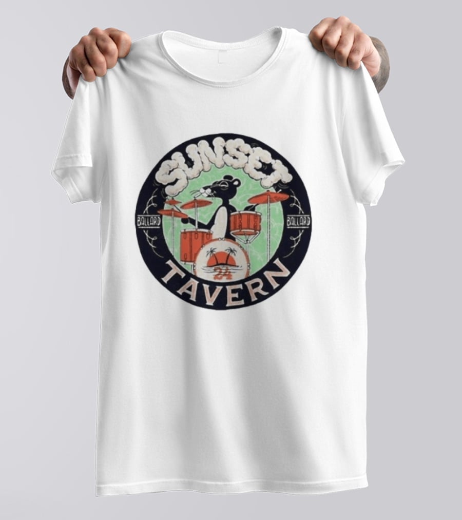 Sunset Tavern Ballard Drumming Bear 24th Anniversary Party Limited Edition T-Shirt