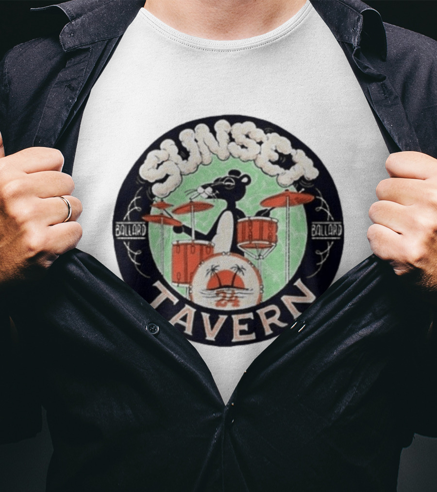 Sunset Tavern Ballard Drumming Bear 24th Anniversary Party Limited Edition T-Shirt
