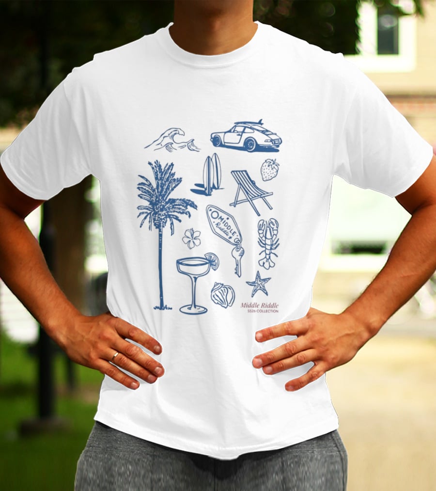 The Coastal Sheer 2026 Summer Collection Palm Waves Surfing Suntanning Chilling Ocean Daze Adventure T-Shirt