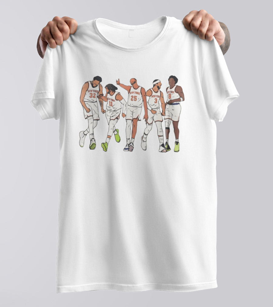 New York Knicks Big Five Players Basketball NBA Cartoon 2026 Team Jersey Fan T-Shirt