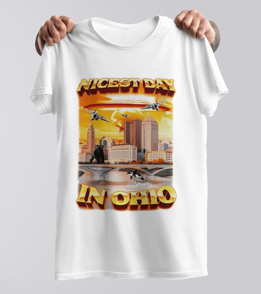 Nicest Day In Ohio Cityscape With Jets And Wildlife T-Shirt