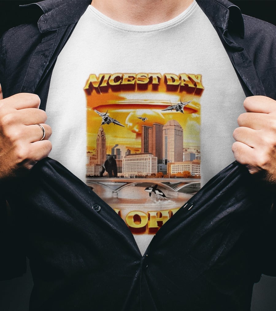 Nicest Day In Ohio Cityscape With Jets And Wildlife T-Shirt