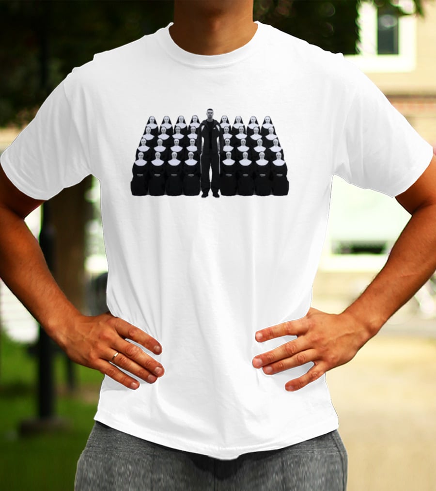 Nike Swoosh Sportswear Tracksuit Modeled By Basketball Star Surrounded By Religious Figures T-Shirt