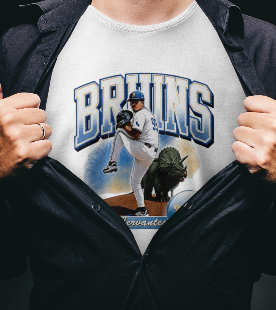 UCLA Bruins Angel Cervantes Baseball Player With Dinosaur T-Shirt