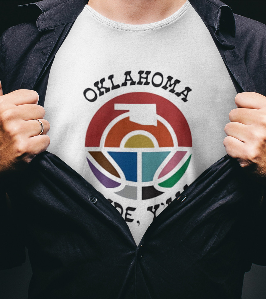 Oklahoma Pride Y'all Colorful State Sunset T-Shirt