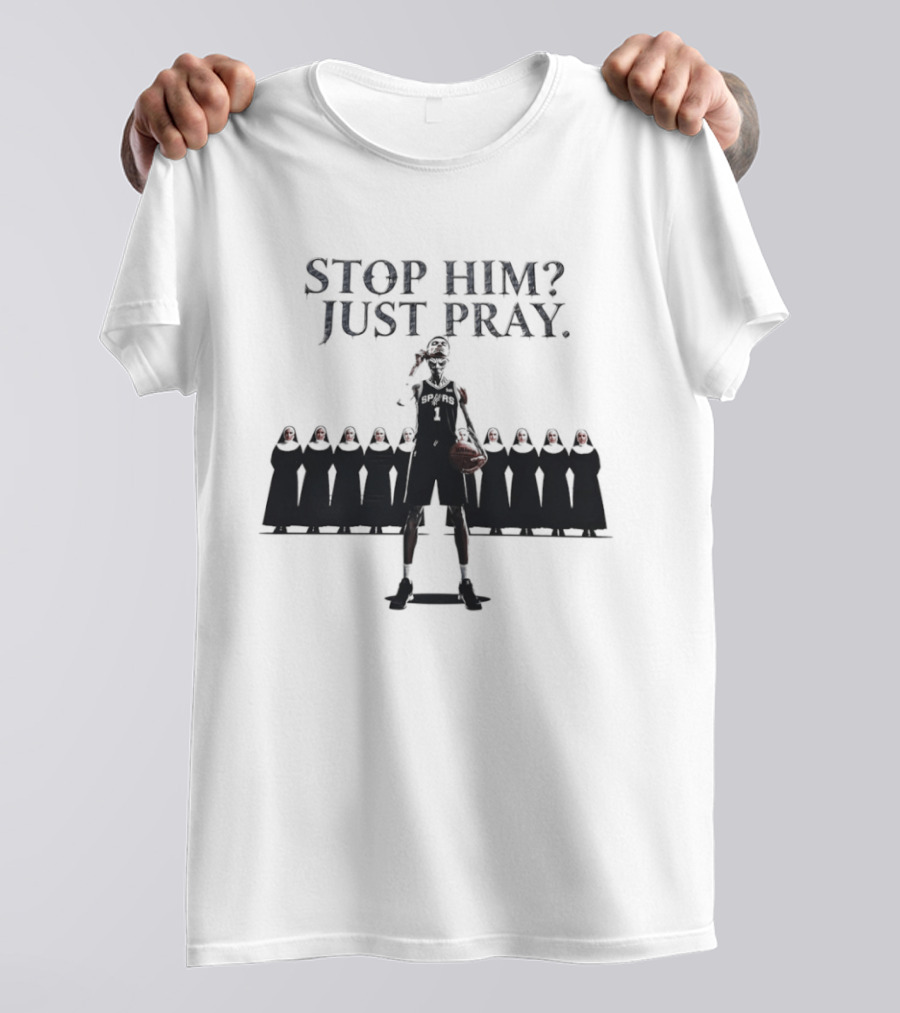 Victor Wembanyama Alien Mask Stop Him Just Pray Nuns T-Shirt