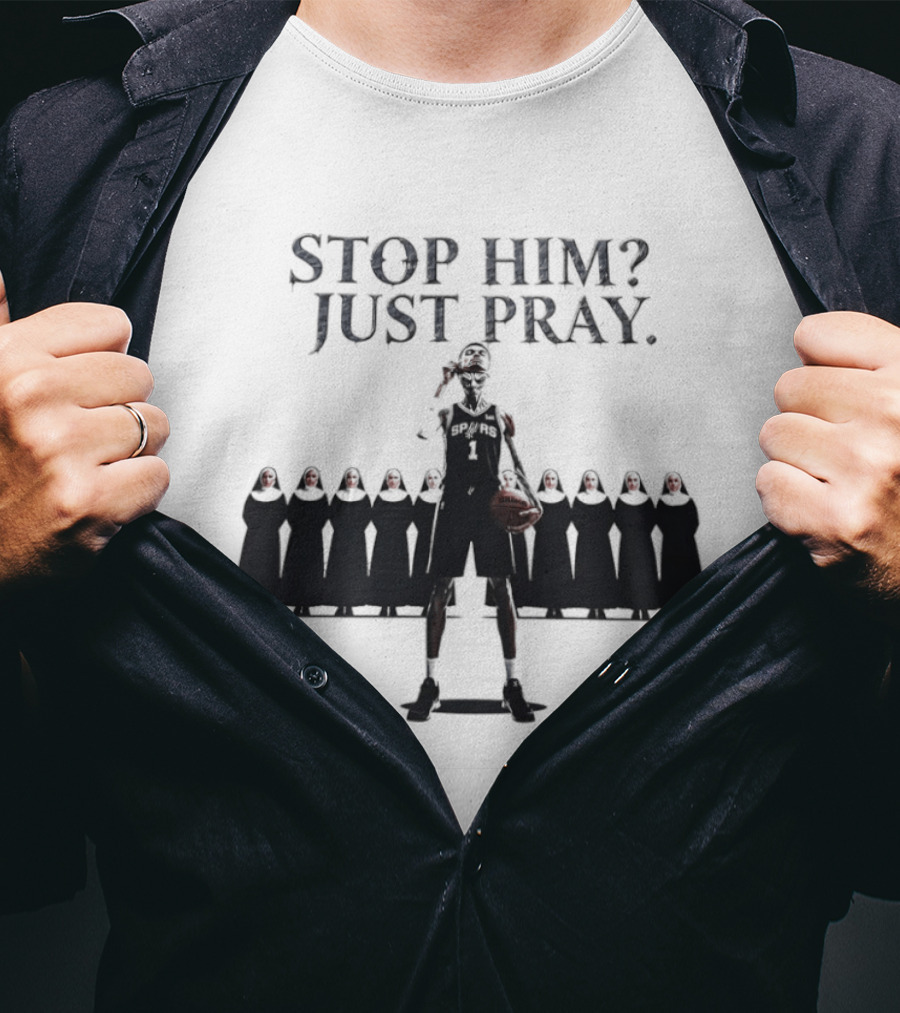 Victor Wembanyama Alien Mask Stop Him Just Pray Nuns T-Shirt