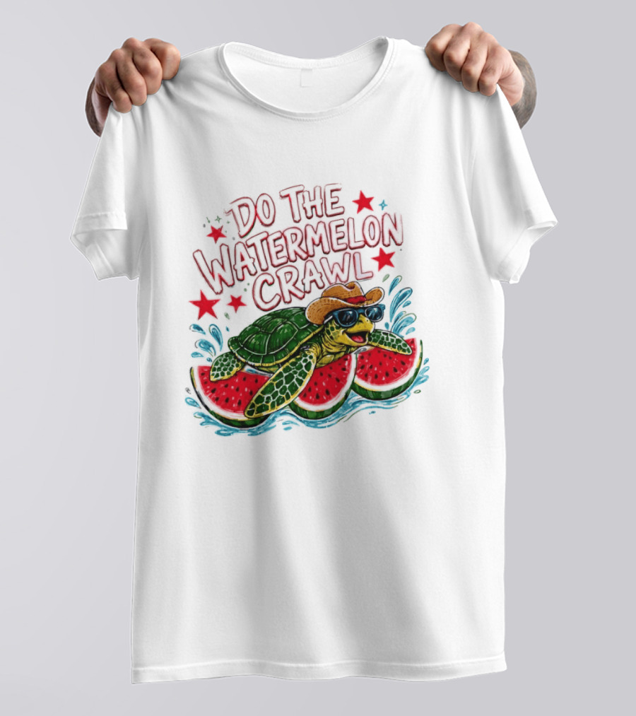 Do The Watermelon Crawl Turtle Cowboy Sunglasses Summer Fun T-Shirt