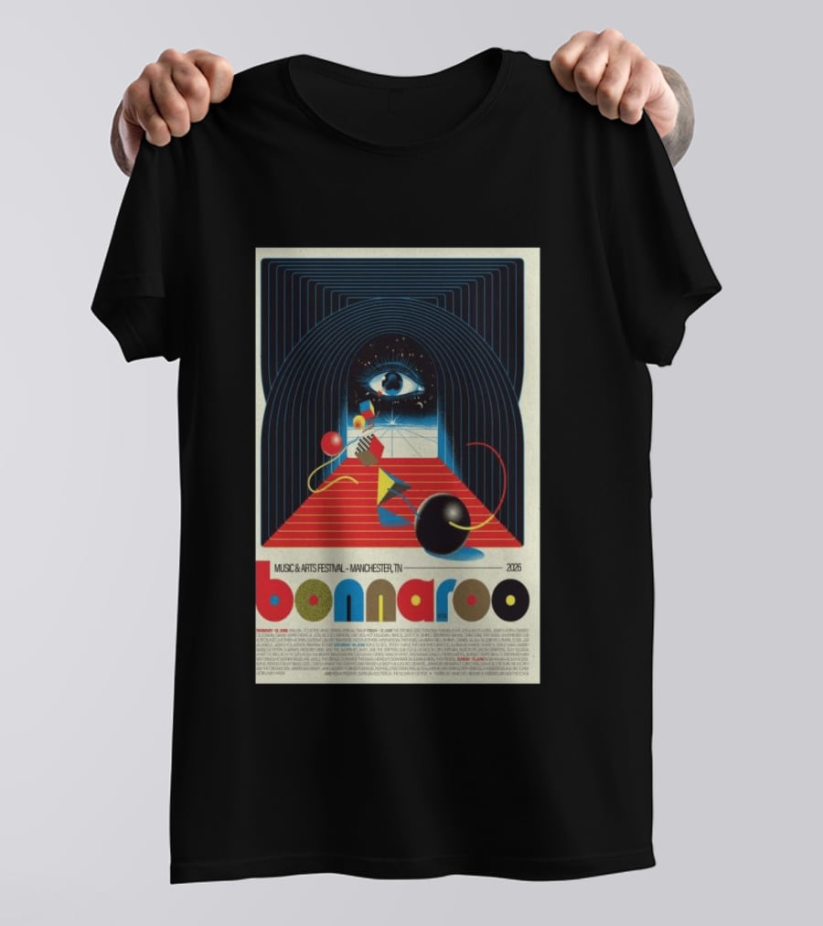 Bonnaroo Music & Arts Festival 2026 Manchester TN June 11 14 Retro Eye T-Shirt