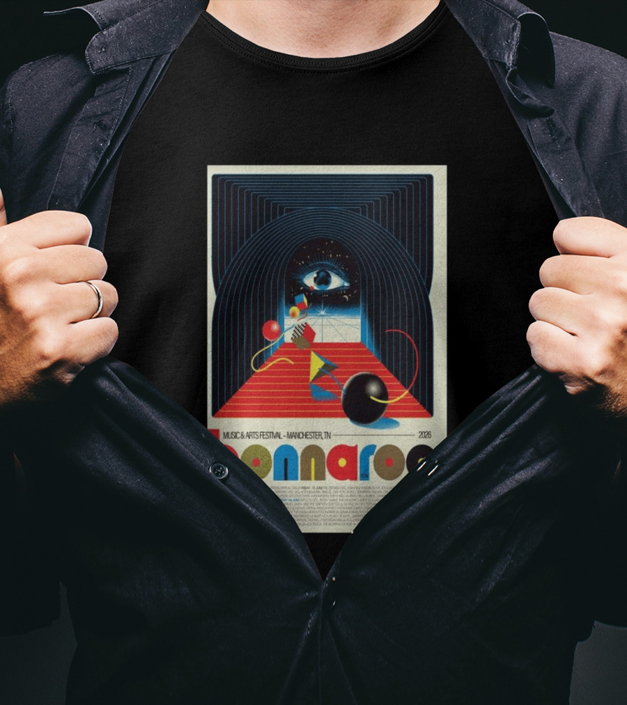 Bonnaroo Music & Arts Festival 2026 Manchester TN June 11 14 Retro Eye T-Shirt