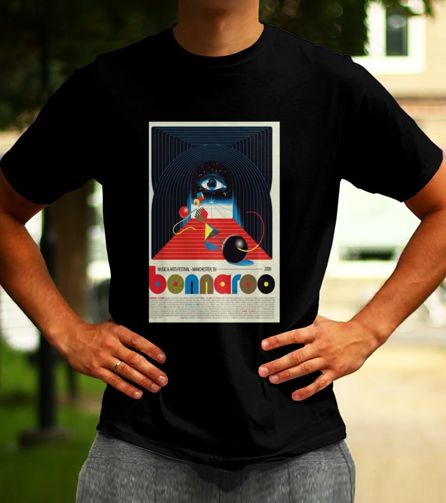Bonnaroo Music & Arts Festival 2026 Manchester TN June 11 14 Retro Eye T-Shirt