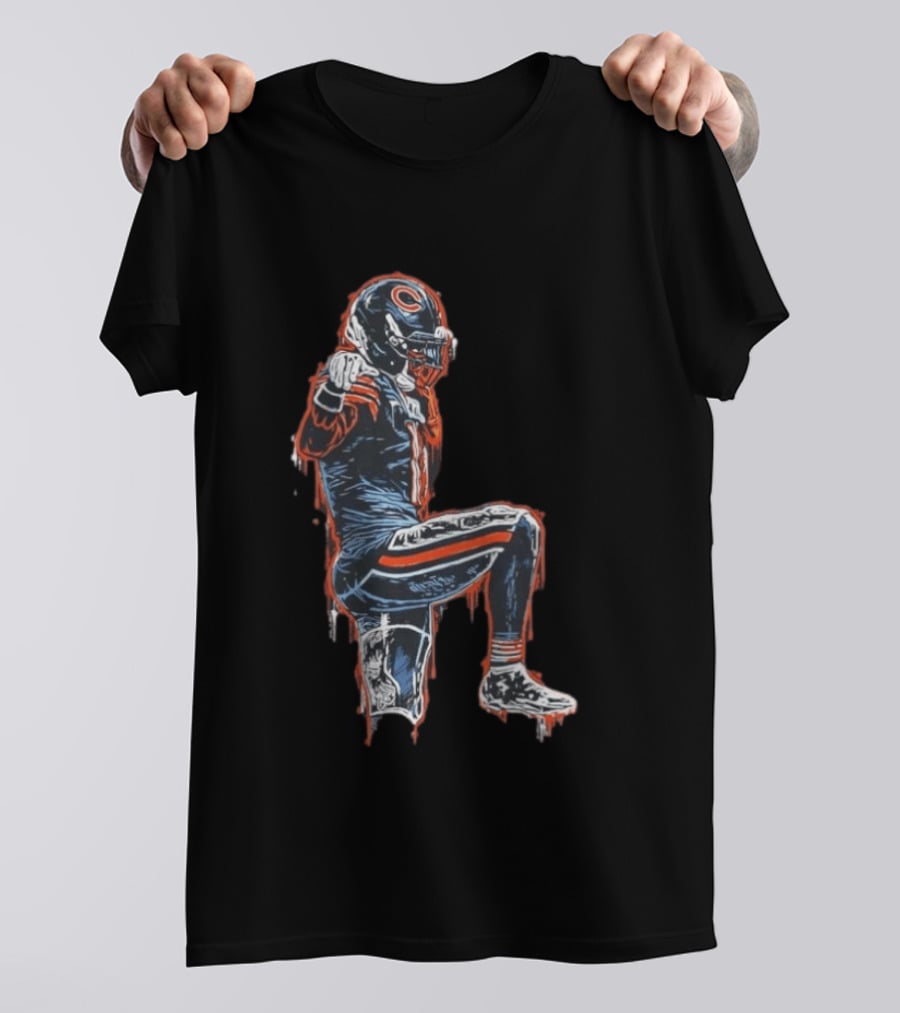 Chicago Bears Kneeling Player Dripping Effect Football Merchandise T-Shirt
