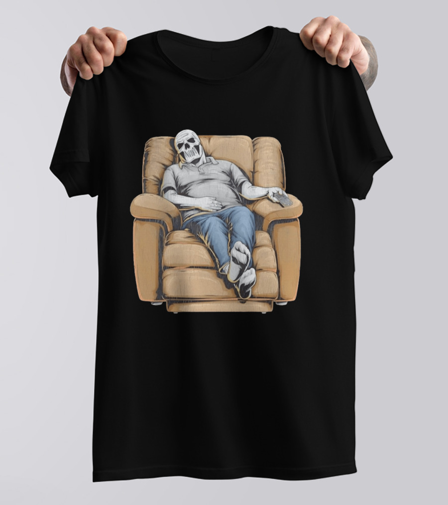 Dying To Relax Skeleton Recliner Couch Potato T-Shirt