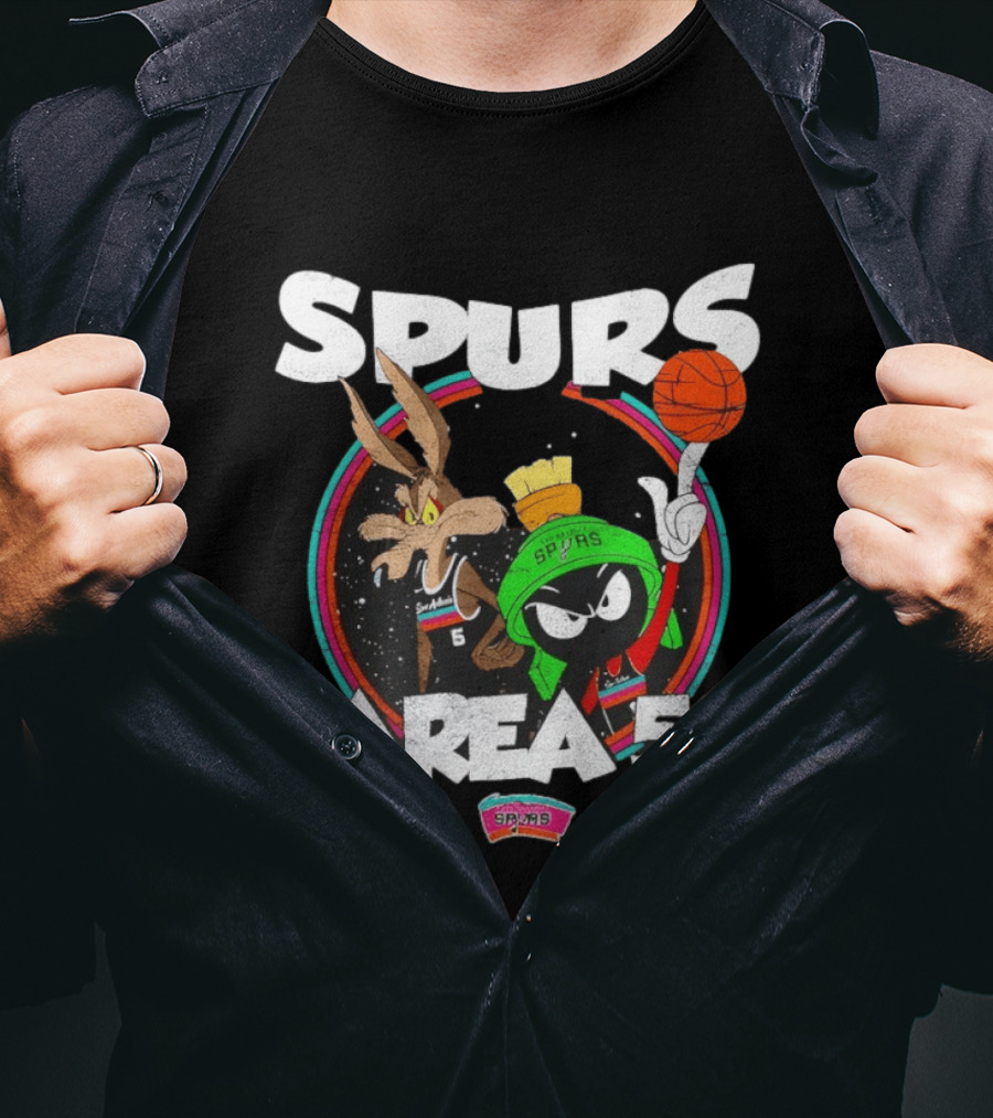 San Antonio Spurs Area 51 Looney Tunes Crossover With Marvin The Martian And Wile E. Coyote Basketball T-Shirt