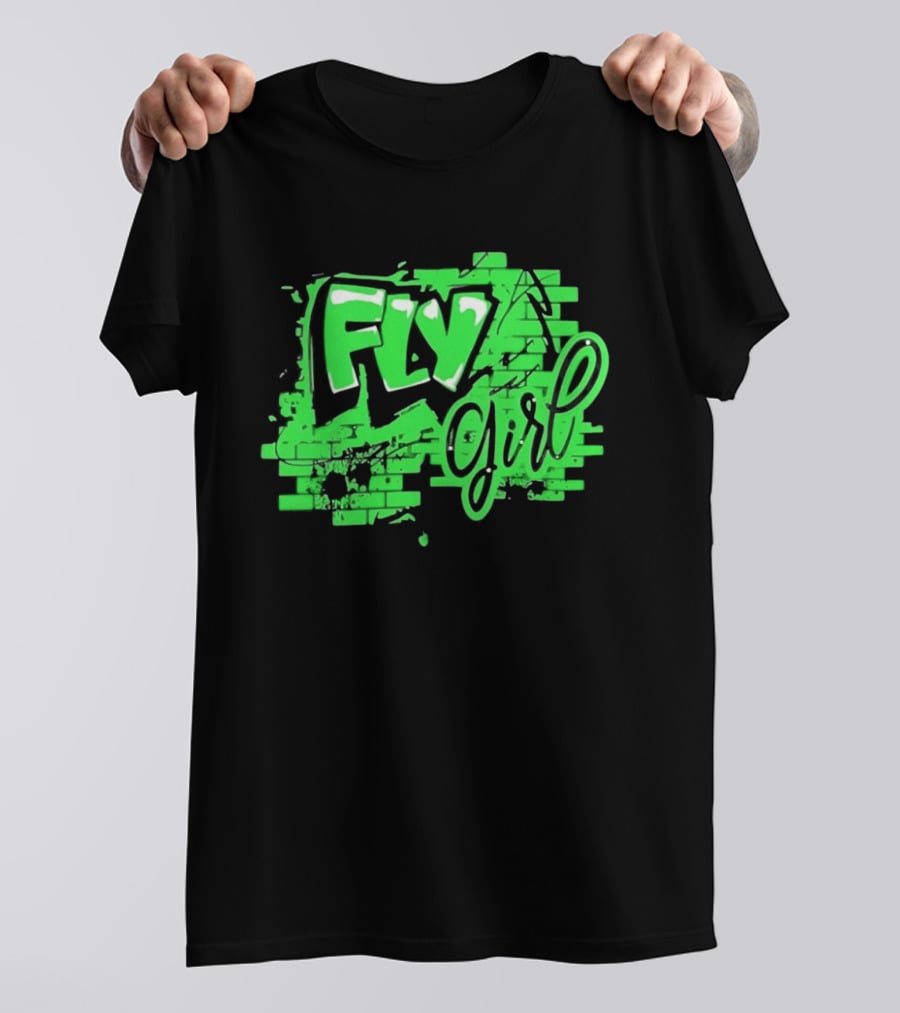 Fly Girl Graffiti Street Brick Wall T-Shirt